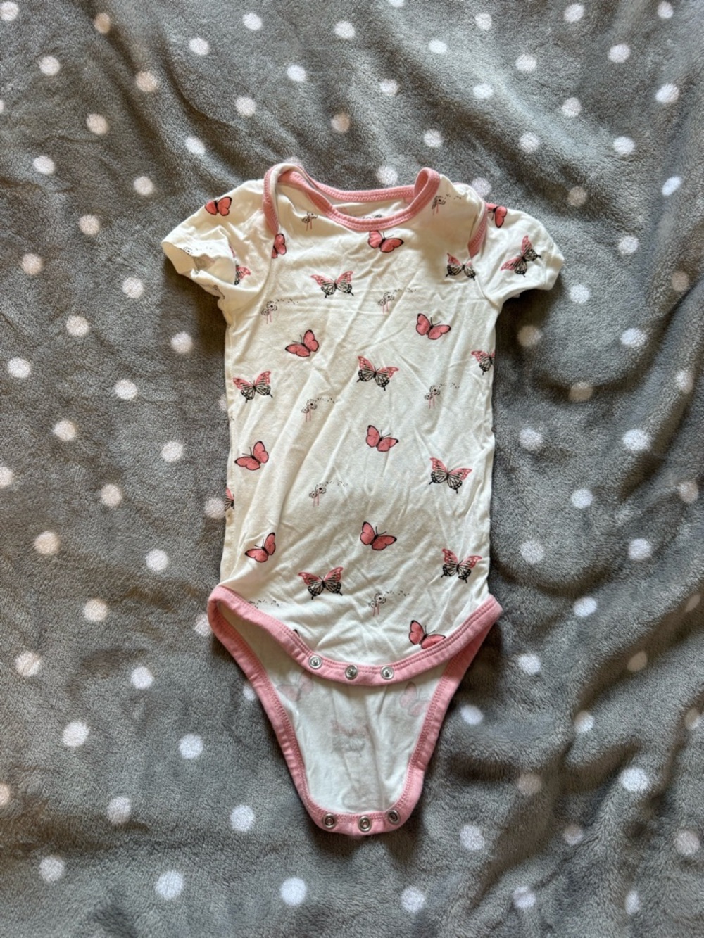 Kyte Baby Pink Butterfly Print One-Piece Bodysuit